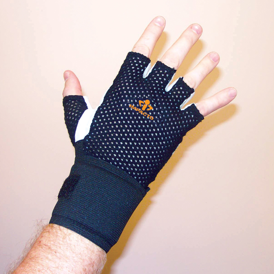 IMPACTO 417-31SRH GLOVE ELASTIC STRAP MESH BACK 1/2 FINGER - Ergonomic